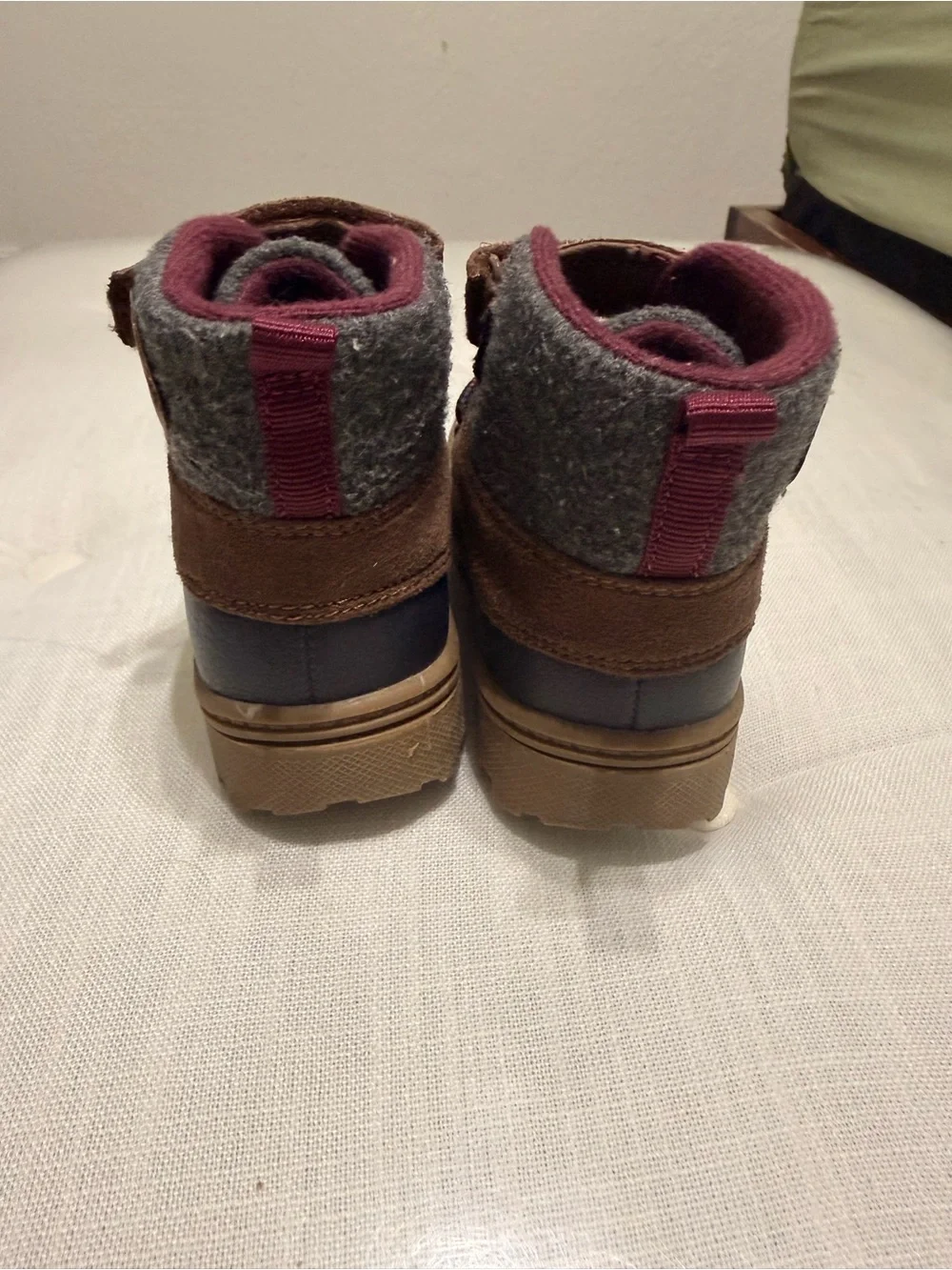 Carter's Navy Brown Gray Toddlers' Waterproof Winter Boots with Burgundy Lining